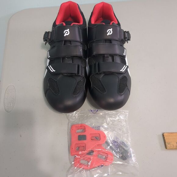 Peloton PL-SH-B Men\'s Cycling Shoes Size 48 / US 13.5 Black White Red w/ Cleats main image 5
